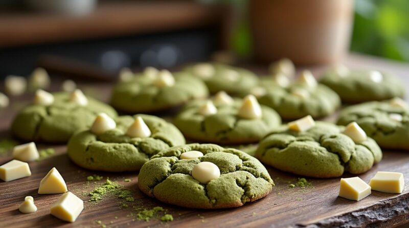 découvrez nos délicieux cookies au matcha et chocolat blanc, une alliance parfaite entre la douceur du chocolat et l'originalité du thé matcha. idéals pour un goûter raffiné ou un dessert novateur, ces cookies sauront séduire vos papilles et égayer vos convives.