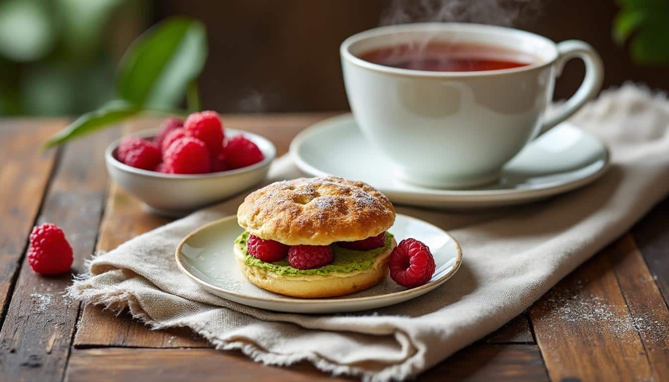 découvrez notre financier au thé matcha et framboise, une délicieuse gourmandise parfaite pour accompagner votre thé de l'après-midi. une alliance subtile de saveurs qui ravira vos papilles et ajoutera une touche élégante à votre pause-café.